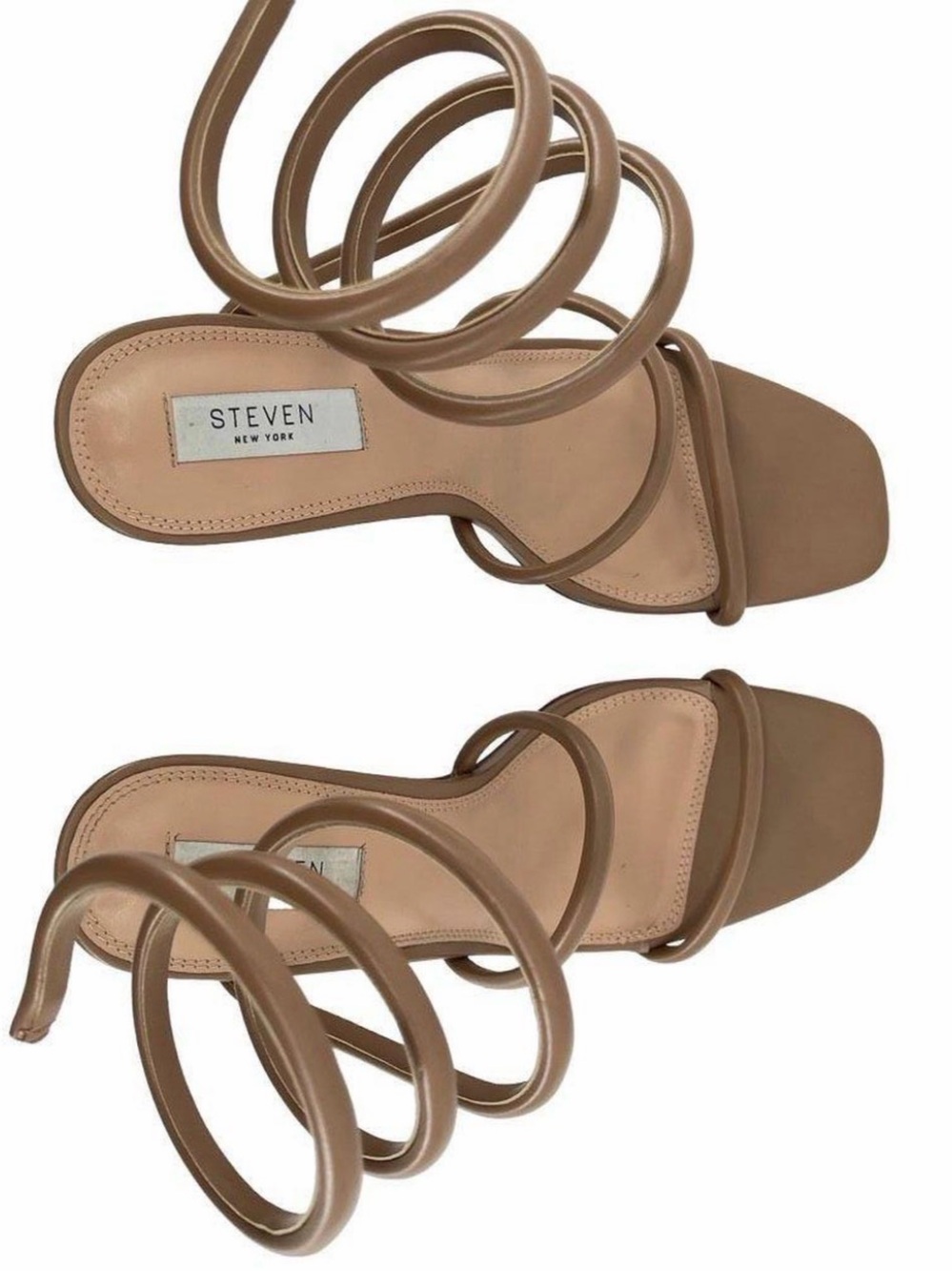 Steve Madden Jaida Nude Wrap Around Thin Block Heels Size 7.5
